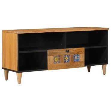 vidaXL Ντουλάπι TV με ράφι Φυσικό 100x33x46cm Στερεό ξύλο μάνγκο 1 τεμ.