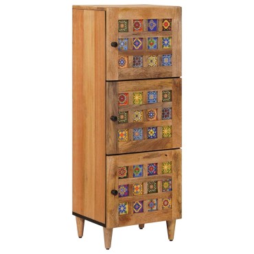 vidaXL Highboard με πόρτα Φυσικό 40x33x110cm Στερεό ξύλο μάνγκο