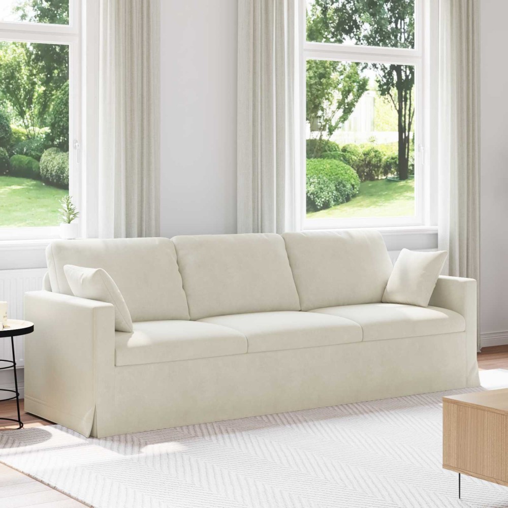 vidaXL Καναπές Κρεμ 228x78x80cm Βελούδο