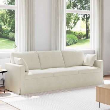 vidaXL Καναπές Κρεμ 228x78x80cm Βελούδο