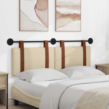 vidaXL Κρεμαστό Κεφαλάρι Επιτοίχιο Κρεμ 130x55x5cm Αντίκα PU