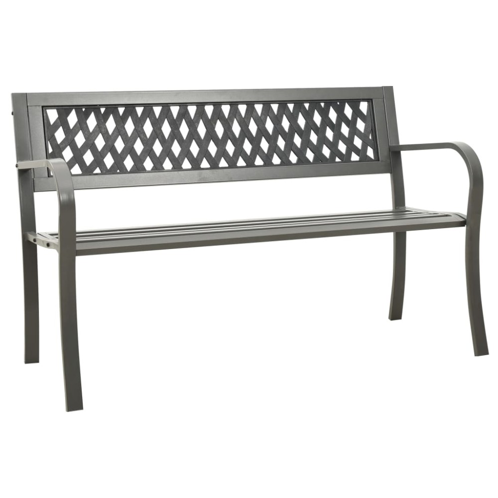 vidaXL Παγκάκι Κήπου Γκρι Ατσάλινο 125x53x77cm 1 τεμ.