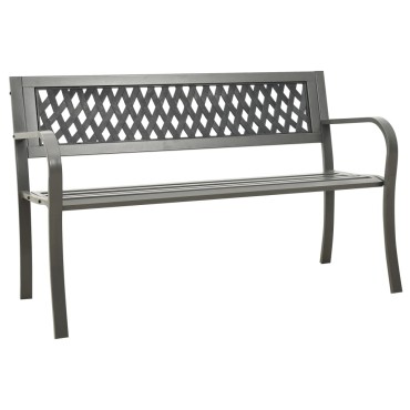 vidaXL Παγκάκι Κήπου Γκρι Ατσάλινο 125x53x77cm 1 τεμ.
