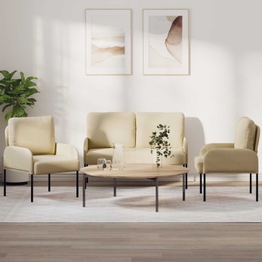 vidaXL Σετ Καναπέ 3 τεμ. Κρεμ Κόντρα πλακέ 115x56x80cm  Τριθέσιος