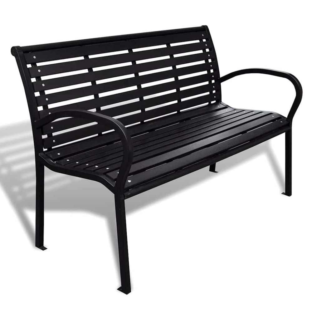 vidaXL Παγκάκι Κήπου Μαύρο από Ατσάλι / WPC 125x60,5x80,5cm 1 τεμ.