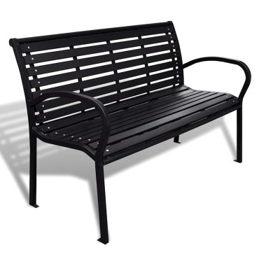 vidaXL Παγκάκι Κήπου Μαύρο από Ατσάλι / WPC 125x60,5x80,5cm 1 τεμ.