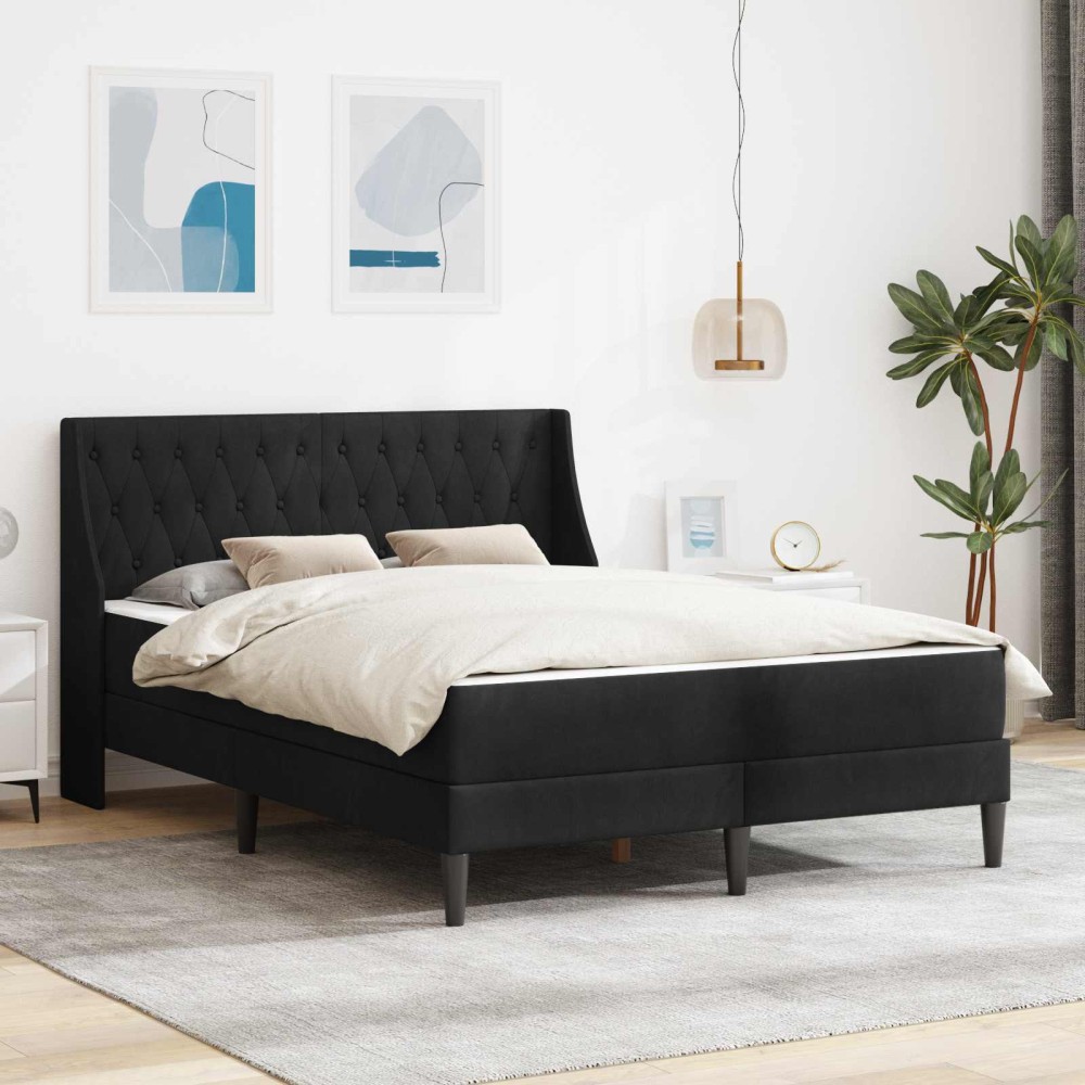 vidaXL Σκελετός κρεβατιού με στρώμα Μαύρο 120 x 190 cm Βελούδο