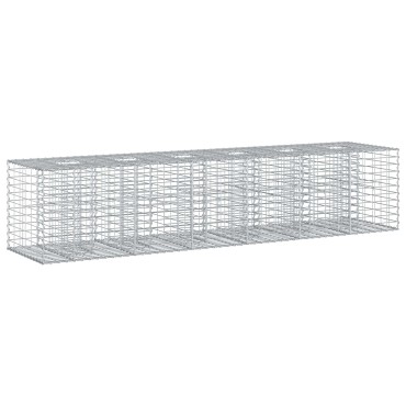 vidaXL Ανασηκωμένο κρεβάτι gabion 2 τμχ. 260x60x55cm Ασημί