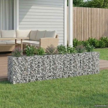 vidaXL Ανασηκωμένο κρεβάτι gabion 2 τμχ. 330x50x80cm Ασημί