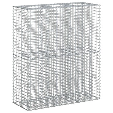 vidaXL Ανασηκωμένο κρεβάτι gabion 2 τμχ. 130x50x150cm Ασημί