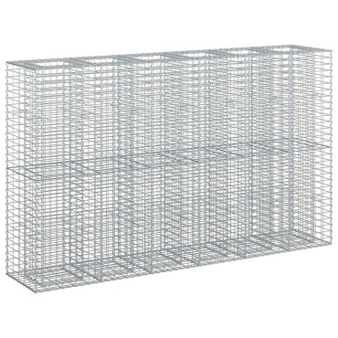vidaXL Ανασηκωμένο κρεβάτι gabion 3 τμχ. 250x50x150cm Ασημί
