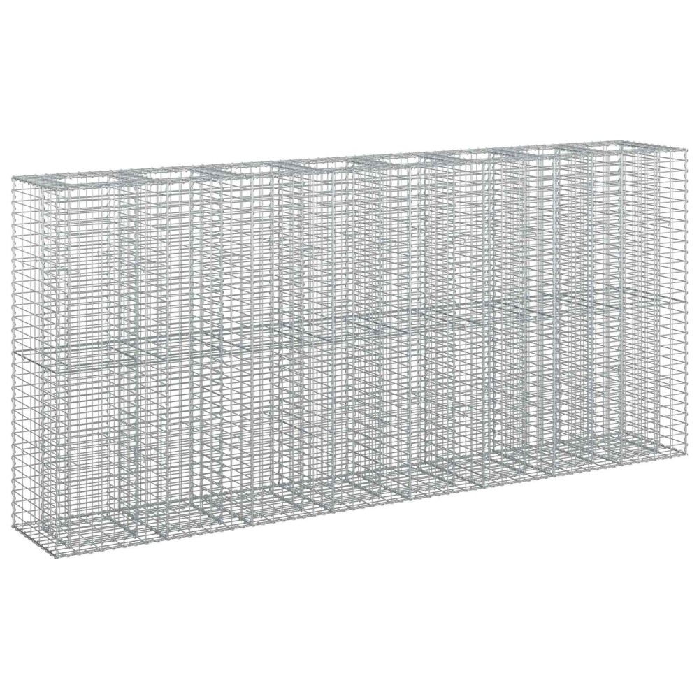 vidaXL Ανασηκωμένο κρεβάτι gabion 4 τμχ. 330x50x150cm Ασημί