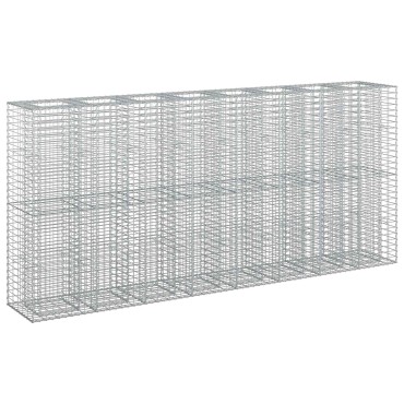 vidaXL Ανασηκωμένο κρεβάτι gabion 4 τμχ. 330x50x150cm Ασημί