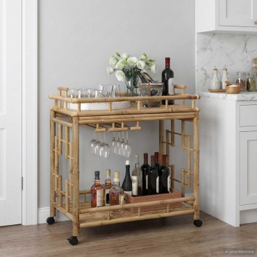 vidaXL Καρότσι Κρασιού με Ρόδες Φυσικό 85x50x93cm Μπαμπού 1 τεμ.