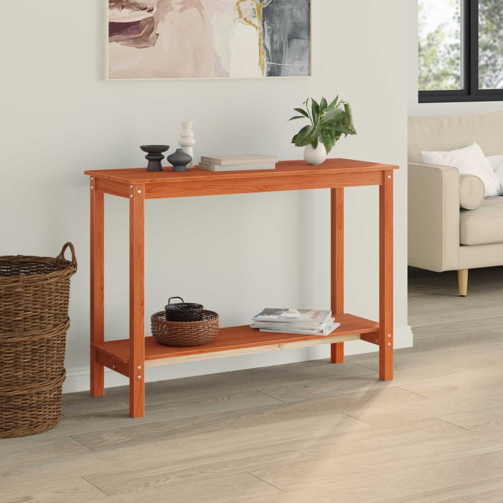 vidaXL Τραπέζι κονσόλας Κερωμένο Καφέ 110x40x80cm Στερεό πεύκο 1 τεμ.
