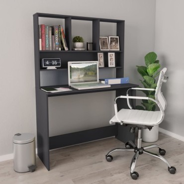 vidaXL Γραφείο με Ράφια Γκρι 110x45x157cm από Μοριοσανίδα 1 τεμ.
