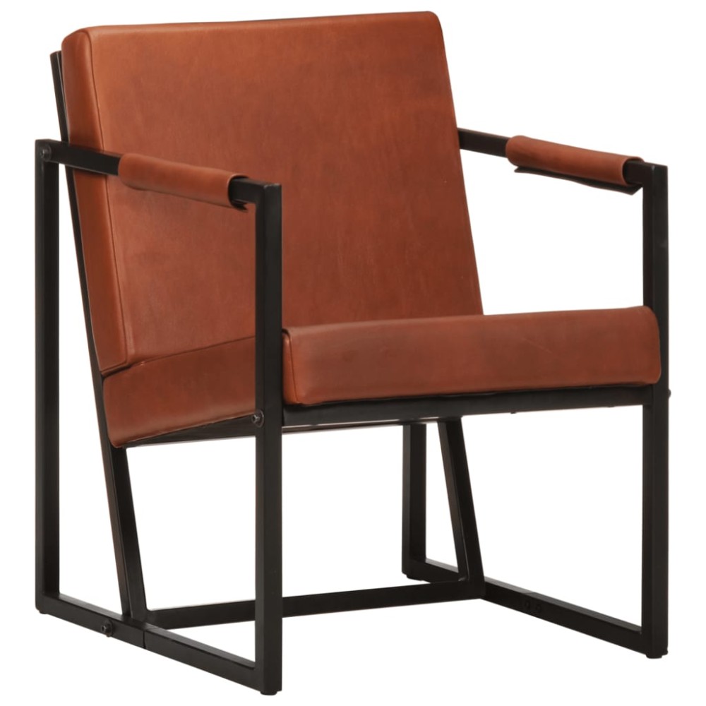 vidaXL Πολυθρόνα Καφέ από Γνήσιο Δέρμα 55x62x75cm 1 τεμ.