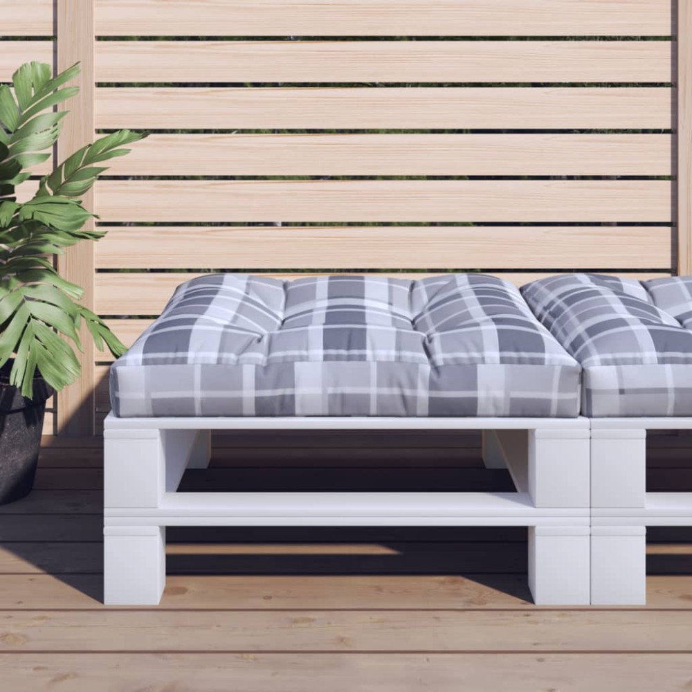 vidaXL Μαξιλάρι Παλέτας Γκρι Καρό 80x80x12cm Υφασμάτινο