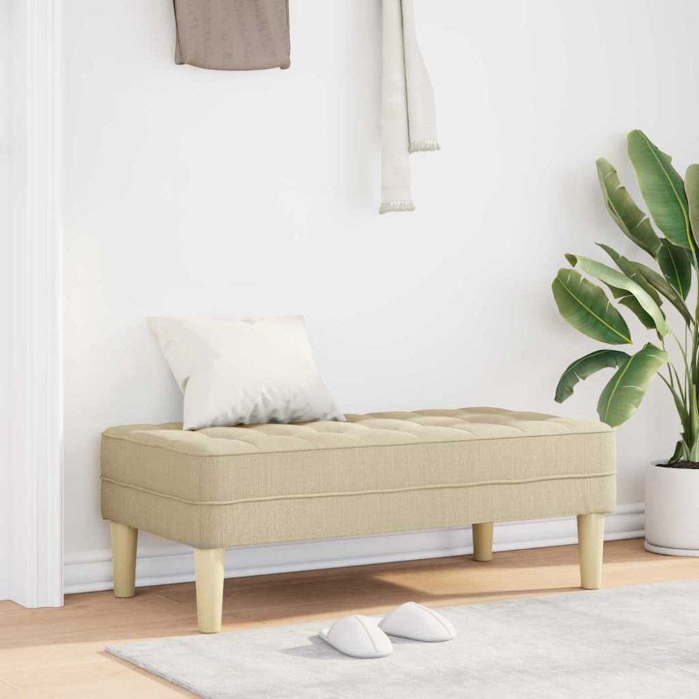 vidaXL παγκάκι με μαξιλάρι Κρεμ 113x57x39cm ύφασμα