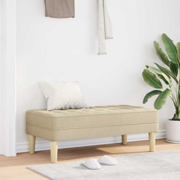 vidaXL παγκάκι με μαξιλάρι Κρεμ 113x57x39cm ύφασμα