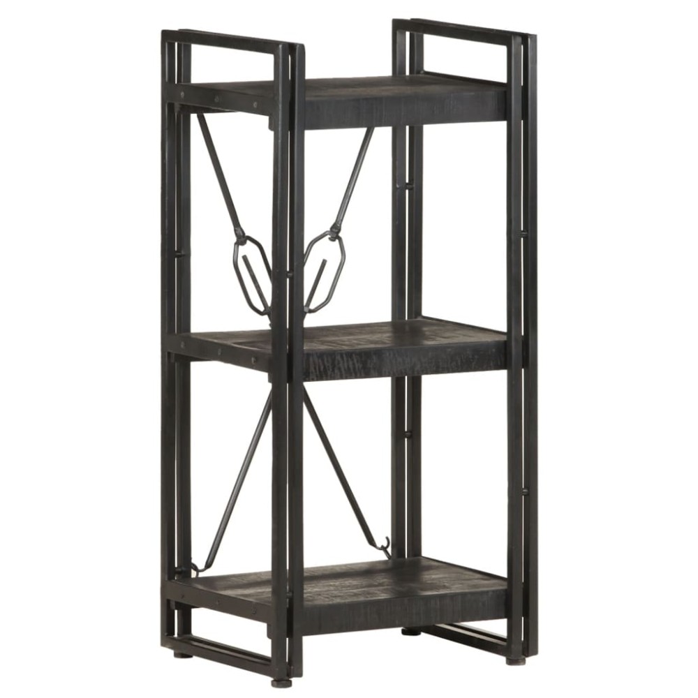vidaXL Βιβλιοθήκη με 3 Επίπεδα Μαύρη 40x30x80cm Μασίφ Ξύλο Μάνγκο 1 τεμ.