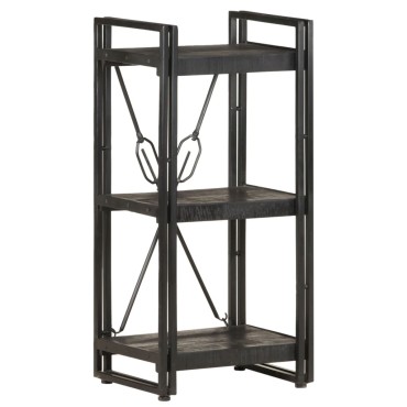 vidaXL Βιβλιοθήκη με 3 Επίπεδα Μαύρη 40x30x80cm Μασίφ Ξύλο Μάνγκο 1 τεμ.