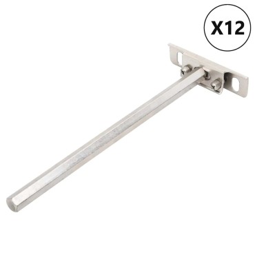 vidaXL Πλωτά στηρίγματα ραφιών 12 τεμ. Ø12x200 χιλ. Ανθρακοχάλυβας