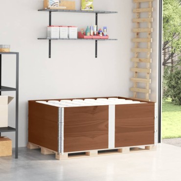 vidaXL Κολάρα Παλέτας 3 τεμ. Καφέ 150x100 εκ. από Μασίφ Ξύλο Πεύκου