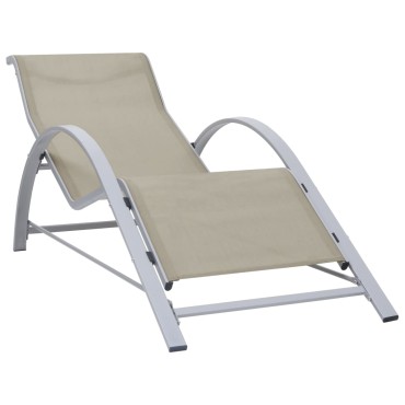vidaXL Ξαπλώστρα Κρεμ από Textilene και Αλουμίνιο 167x60x66cm 1 τεμ.