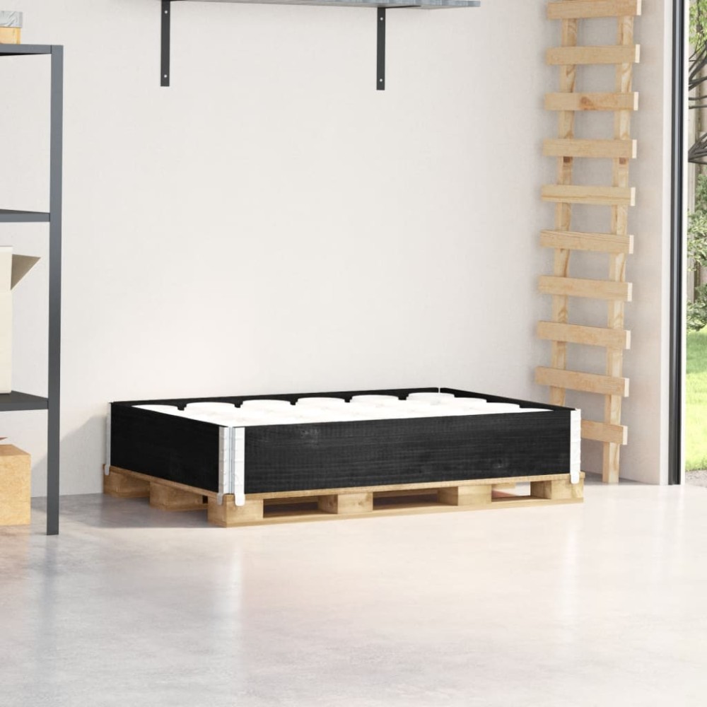 vidaXL Κολάρο Παλέτας Μαύρο 3 τεμ. 120x80 εκ. από Μασίφ Ξύλο Πεύκου