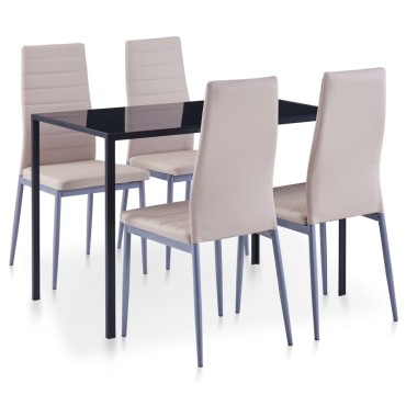 vidaXL Σετ Τραπεζαρίας 5 τεμ. Χρώμα Καπουτσίνο 105x60x74cm