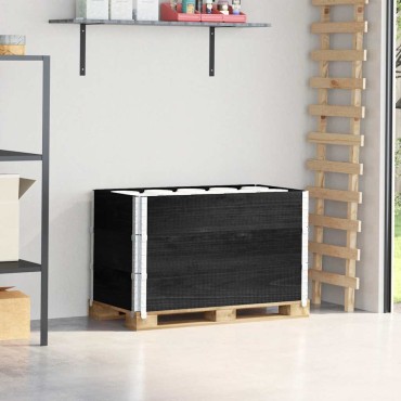 vidaXL Κολάρα Παλέτας 3 τεμ. Μαύρο 100x50 εκ. από Μασίφ Ξύλο Πεύκου