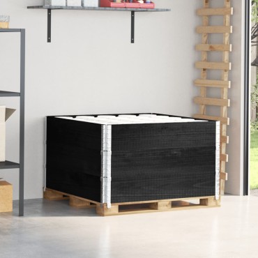 vidaXL Κολάρα Παλέτας 3 τεμ. Μαύρο 100x100 εκ. από Μασίφ Ξύλο Πεύκου