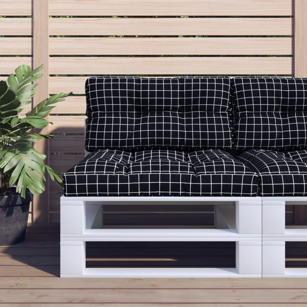 vidaXL Μαξιλάρι Παλέτας Μαύρο Καρό 70x40x12cm Υφασμάτινο