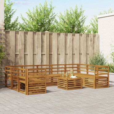 vidaXL Σειρά Καναπέ Εξωτερικού 10 τεμ. Φυσικό 59x59x37cm