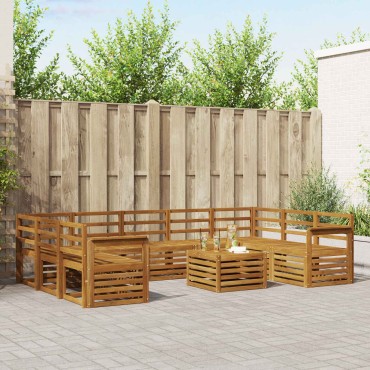 vidaXL Σειρά Καναπέ Εξωτερικού 10 τεμ. Φυσικό 59x59x37cm