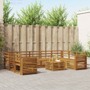 vidaXL Σειρά Καναπέ Εξωτερικού 10 τεμ. Φυσικό 59x59x37cm