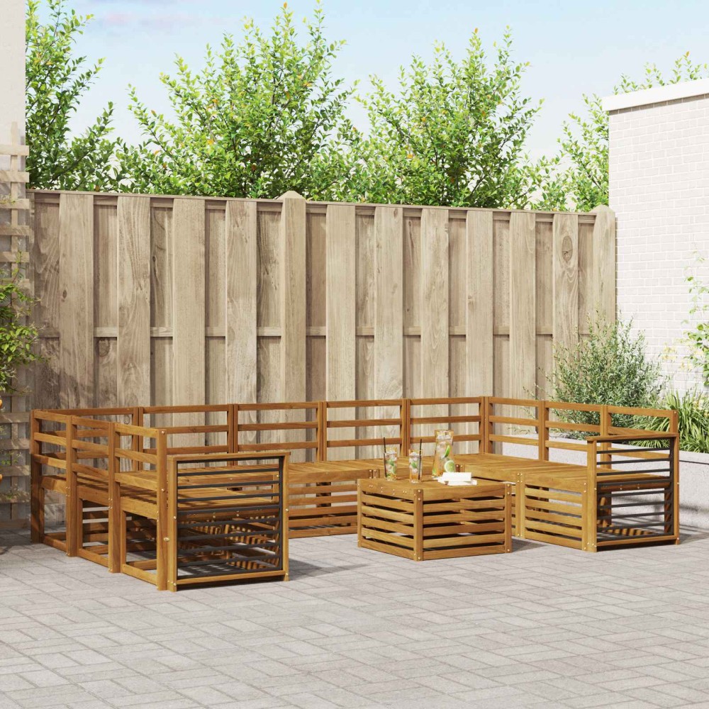 vidaXL Σειρά Καναπέ Εξωτερικού 10 τεμ. Φυσικό 59x59x37cm
