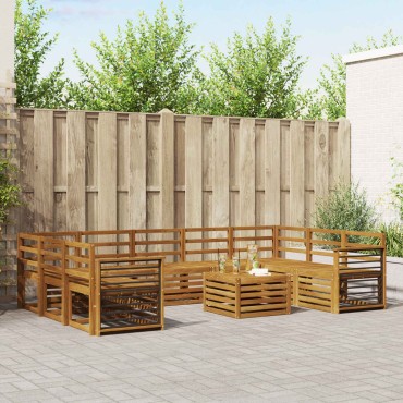 vidaXL Σειρά Καναπέ Εξωτερικού 10 τεμ. Φυσικό 59x59x37cm