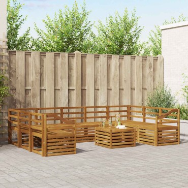vidaXL Σειρά Καναπέ Εξωτερικού 10 τεμ. Φυσικό 59x59x37cm