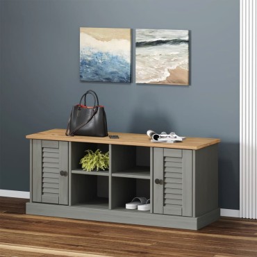 vidaXL Παπουτσοθήκη VIGO Γκρι 106x35x45cm από Μασίφ Ξύλο Πεύκου 1 τεμ.