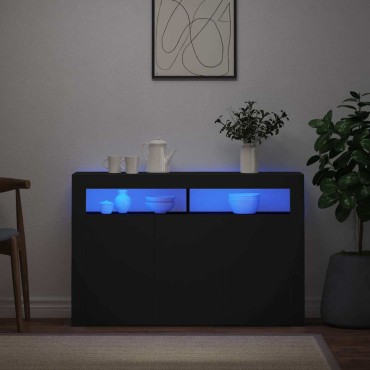 vidaXL Μπουφές με LED Μαύρος 115,5x30x75cm 1 τεμ.