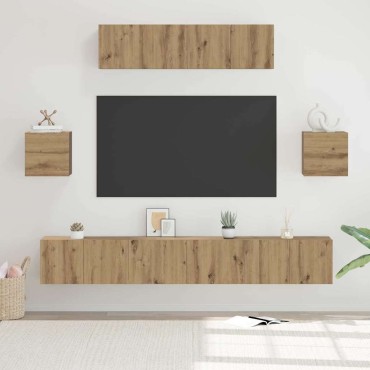 vidaXL Σετ επίπλου τηλεόρασης 7 τμχ. Artisan Oak Επεξεργασμένο Ξύλο