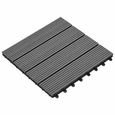 vidaXL Πλάκα Κατασκευής 11 τμχ. Γκρι 30 x 30 cm WPC