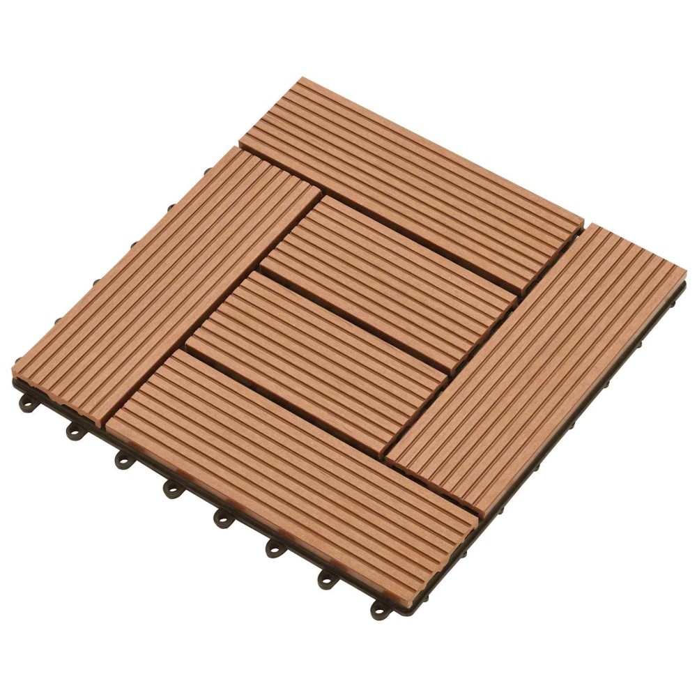 vidaXL Πλάκα Κατασκευής 11 τμχ. Καφέ 30 x 30 cm WPC
