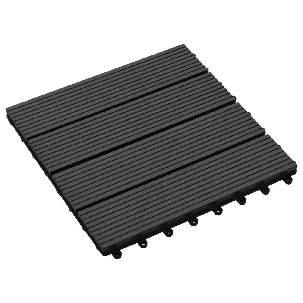 vidaXL Πλάκα Κατασκευής 11 τμχ. Μαύρο 30 x 30 cm WPC