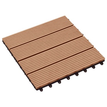 vidaXL Πλάκα Κατασκευής 11 τμχ. Ξύλο teak 30 x 30 cm WPC