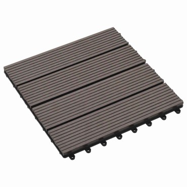 vidaXL Πλάκα Κατασκευής 11 τμχ. Σκούρο Καφέ 30 x 30 cm WPC