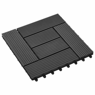 vidaXL Πλάκα Κατασκευής 11 τμχ. Μαύρο 30 x 30 cm WPC