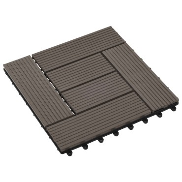 vidaXL Πλάκα Κατασκευής 11 τμχ. Σκούρο Καφέ 30 x 30 cm WPC